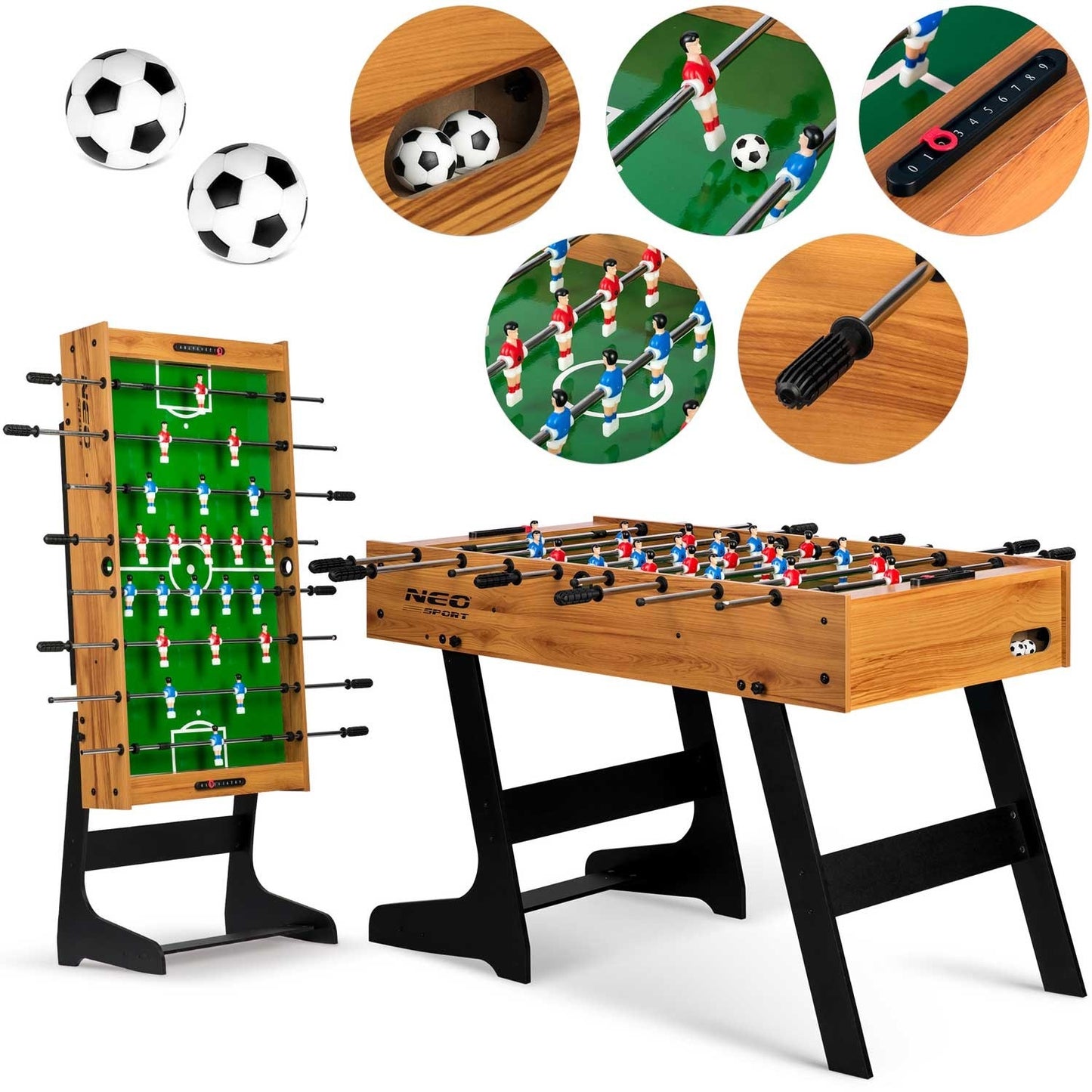 Neosport table football table 121 x 61 x 80 cm NS-803 wooden