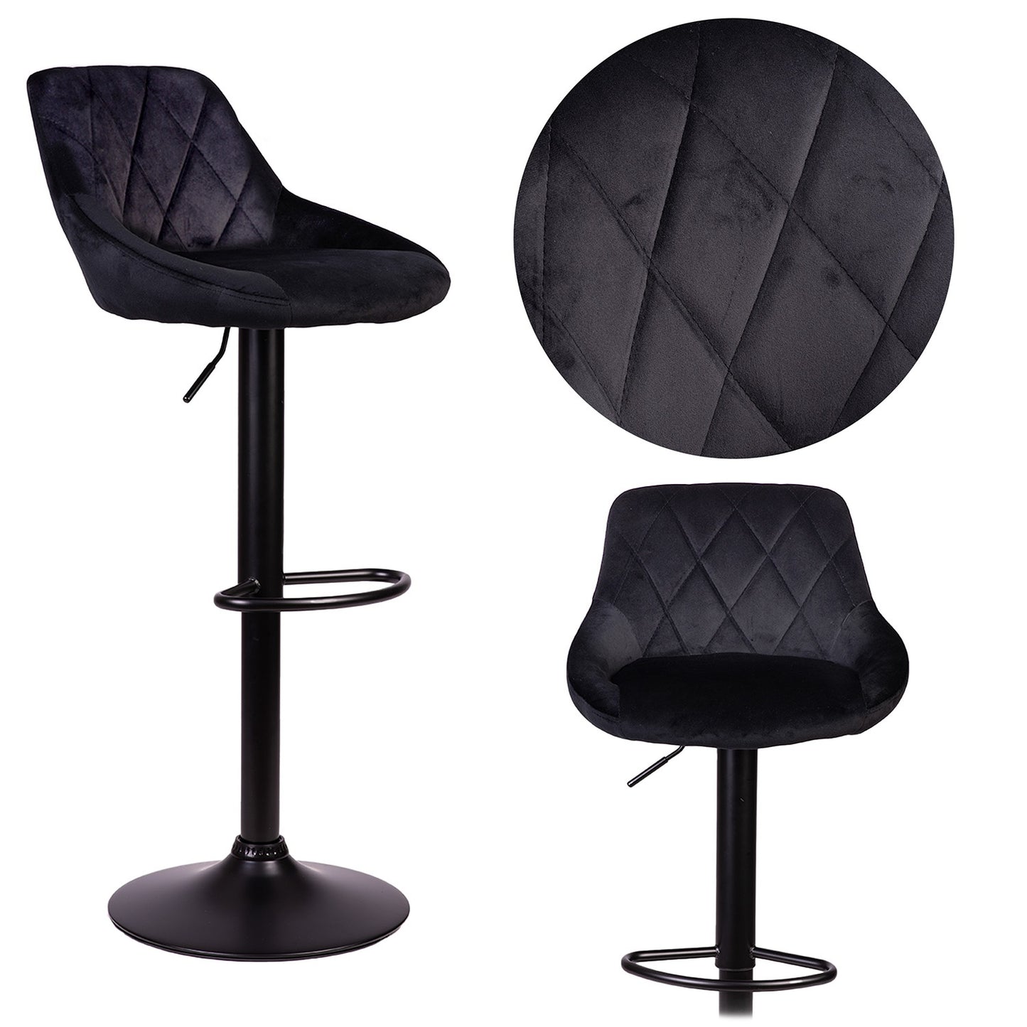 Nerra Sofatel black bar stool with backrest and black base