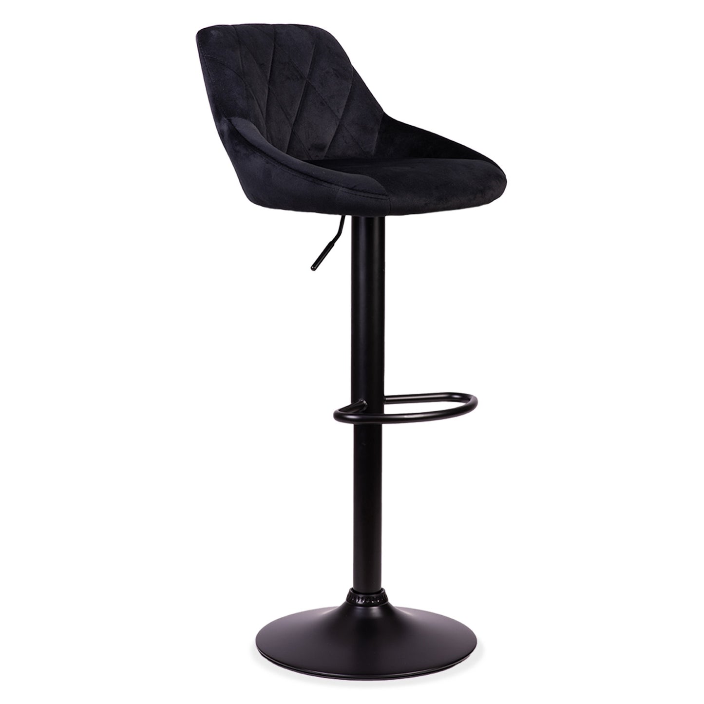 Nerra Sofatel black bar stool with backrest and black base