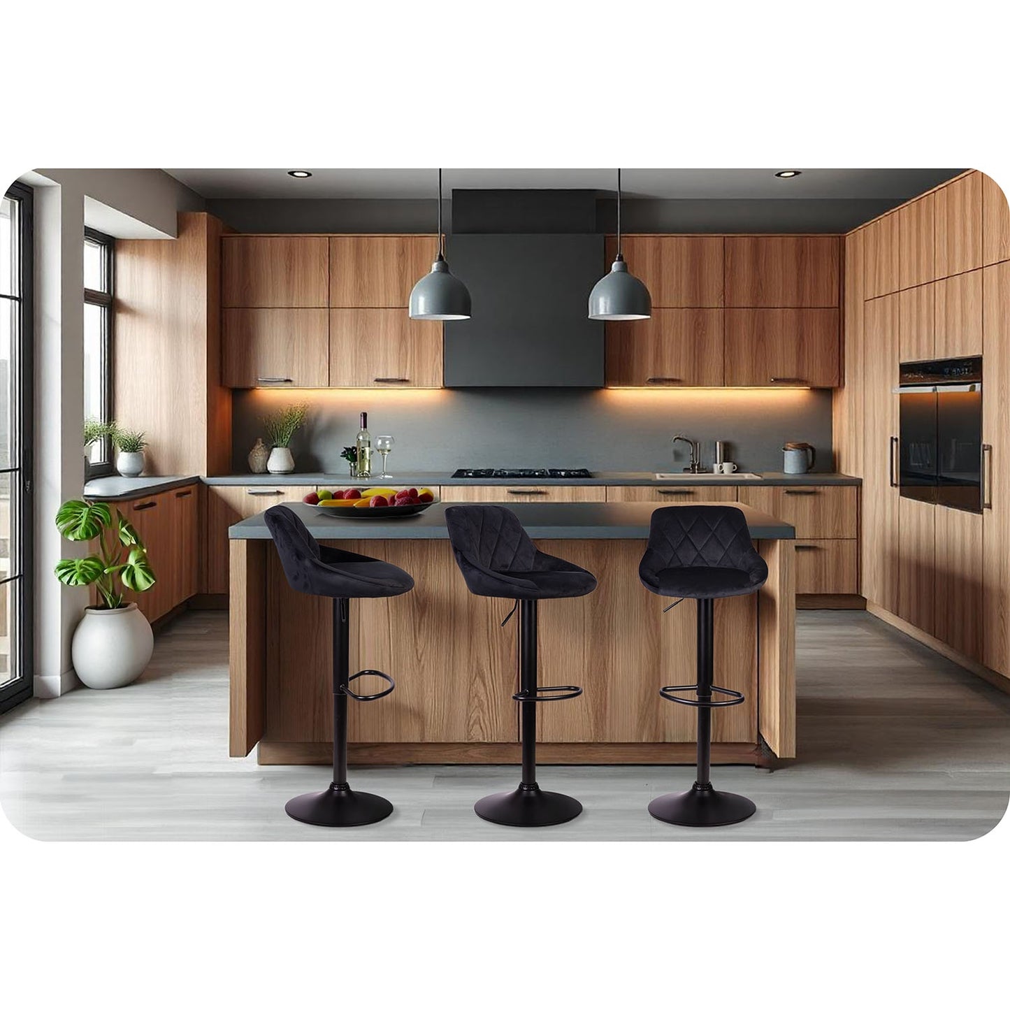 Nerra Sofatel black bar stool with backrest and black base