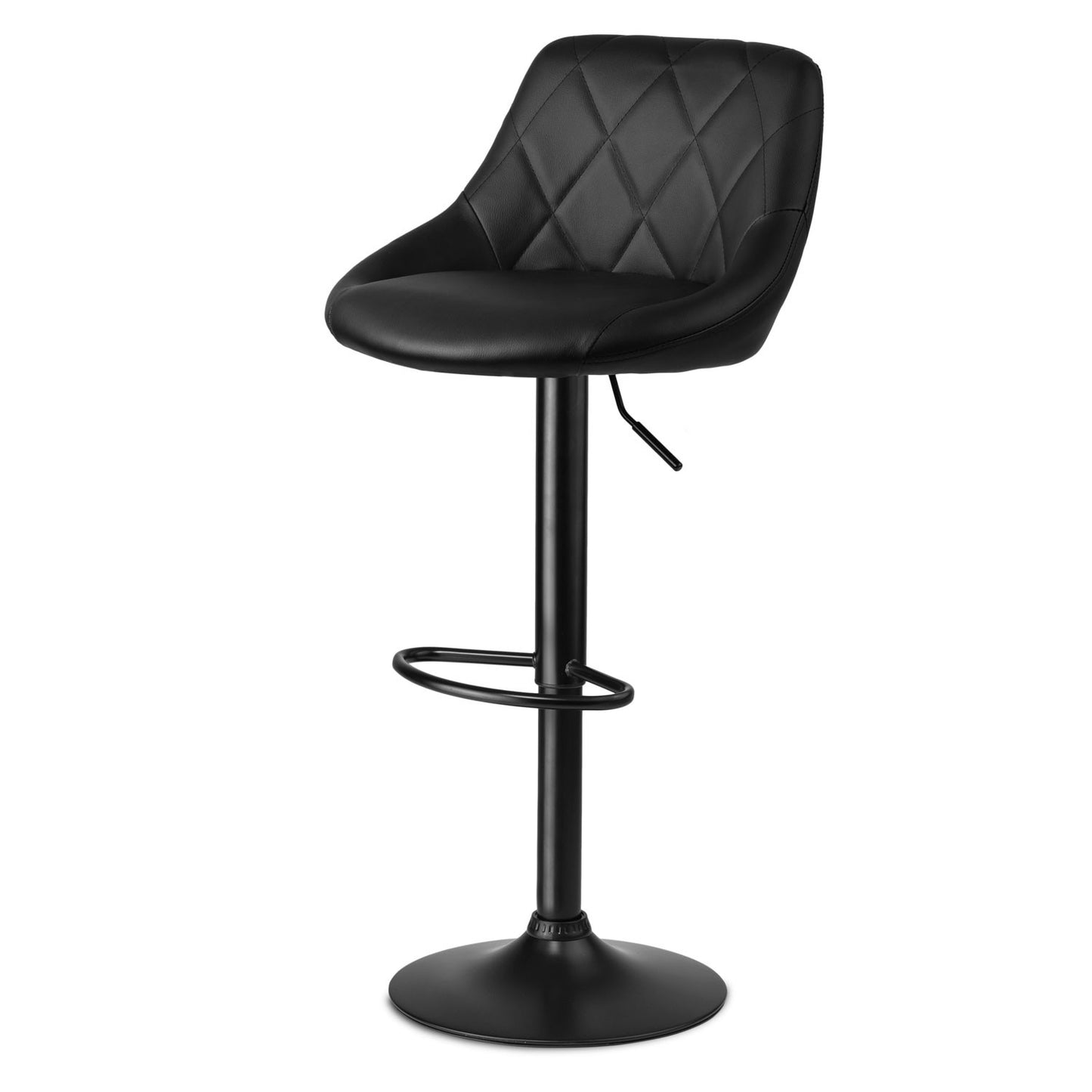 Nerra black bar stool with backrest and black base