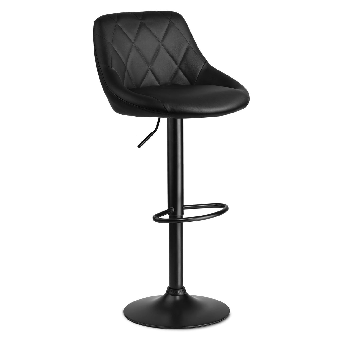 Nerra black bar stool with backrest and black base
