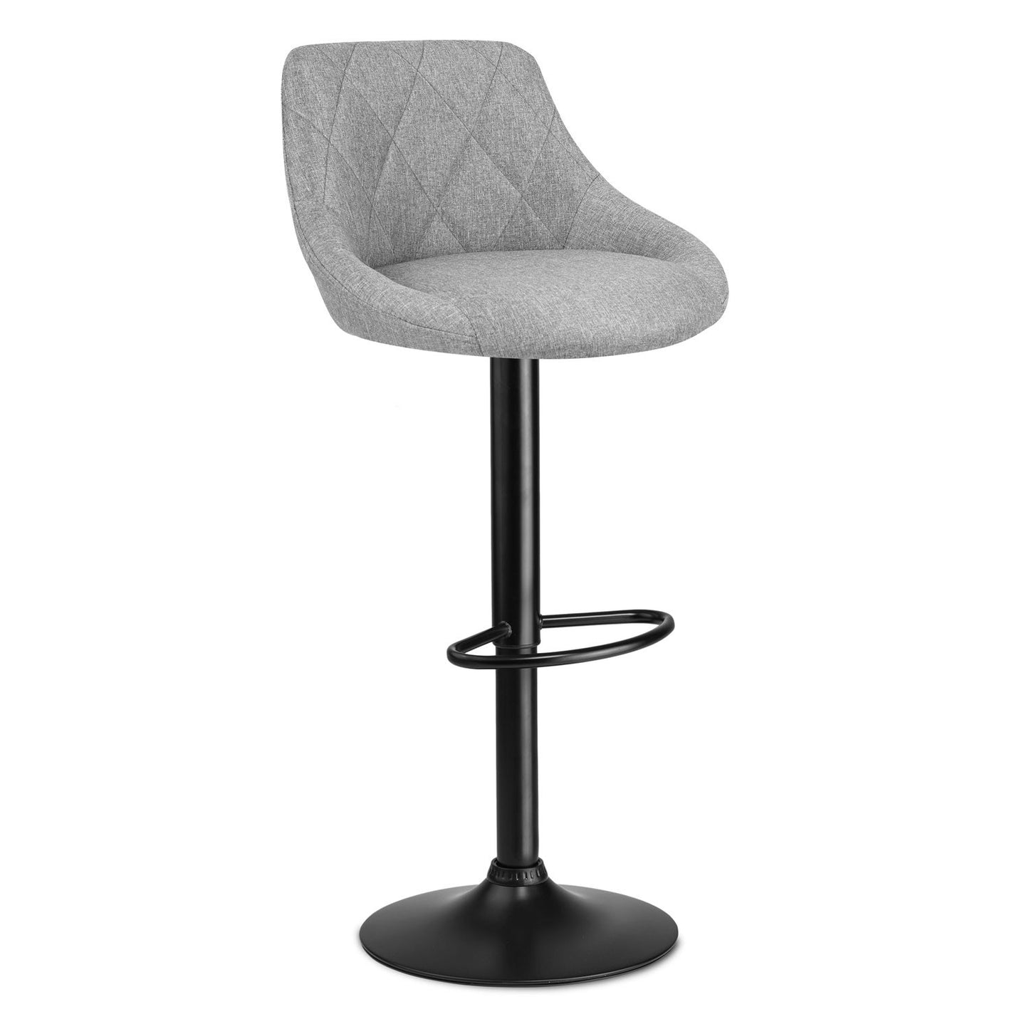 Nerra fabric bar stool with backrest, gray
