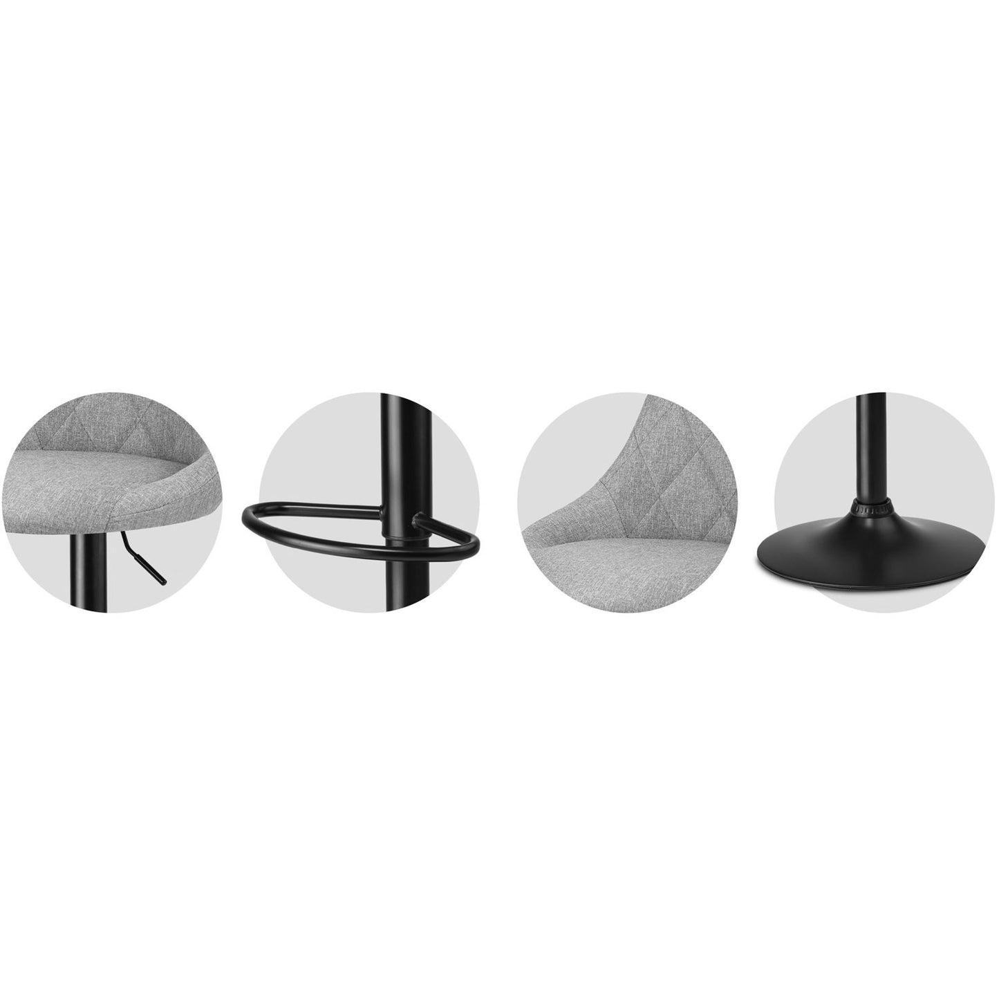 Nerra fabric bar stool with backrest, gray