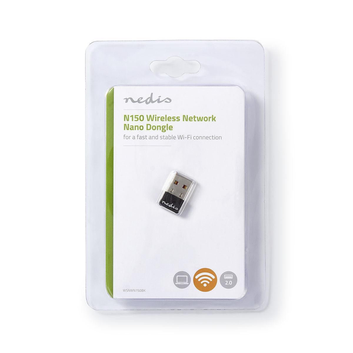 Network Dongle | Wi-Fi | N150 | 2.4 GHz | USB2.0 | Wi-Fi speed total: 150 Mbps | Windows 10 / Windows 7 / Windows 8