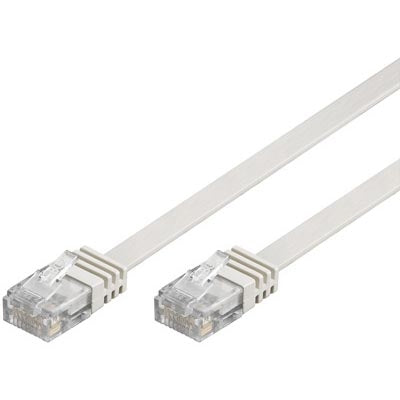 Network cable UTP Cat6 patch cable 0.5m, white, flat