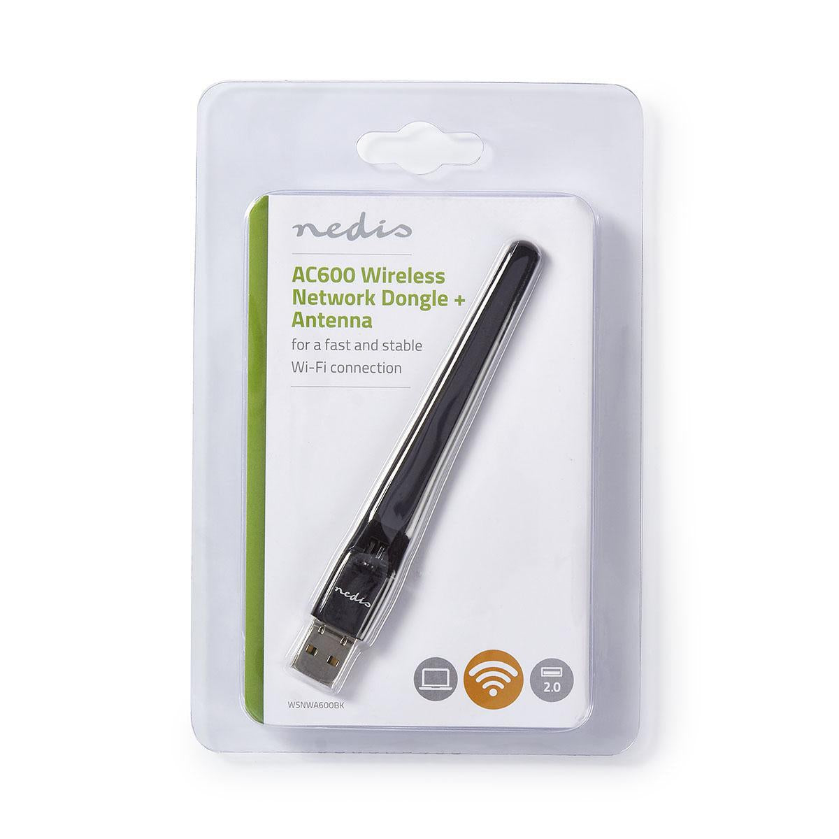 Network dongle | Wi-Fi | AC600 | 2.4/5 GHz (Dual Band) | USB2.0 | Wi-Fi speed total: 600 Mbps | Windows 10 / Windows 7 / Windows 8