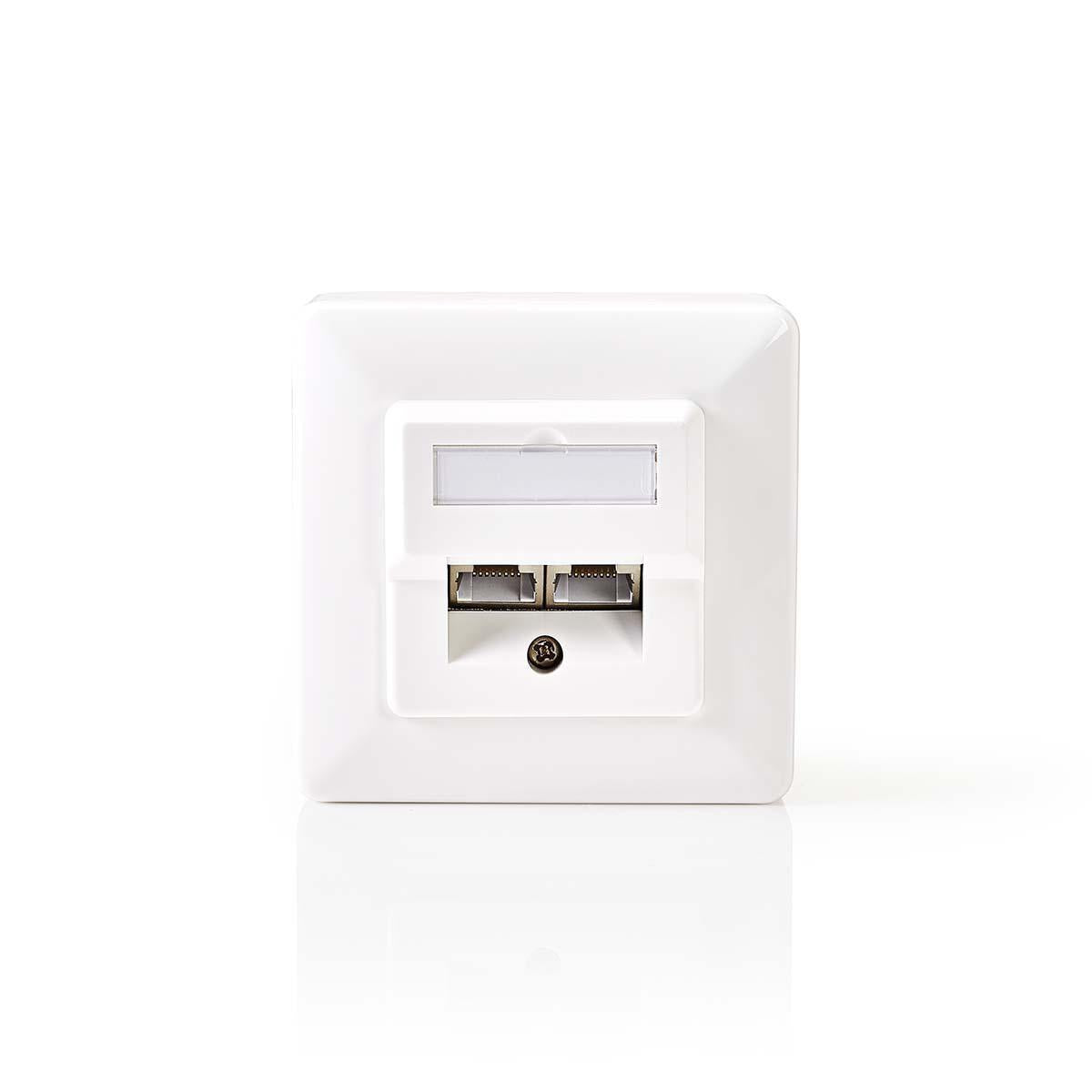 Network wall box | In the wall | 2-Port port(s) | CAT5e | Straight | Female | Gold Plated | PVC | White | Plastic bag