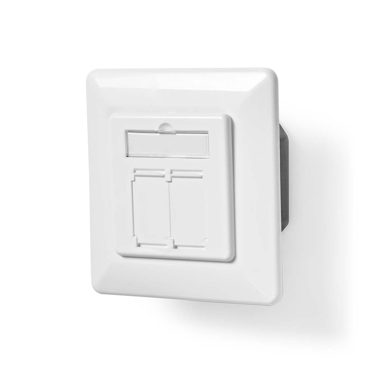 Network wall box | In the wall | 2-Port port(s) | CAT6a | Straight | Female | Gold Plated | PVC | White | Box