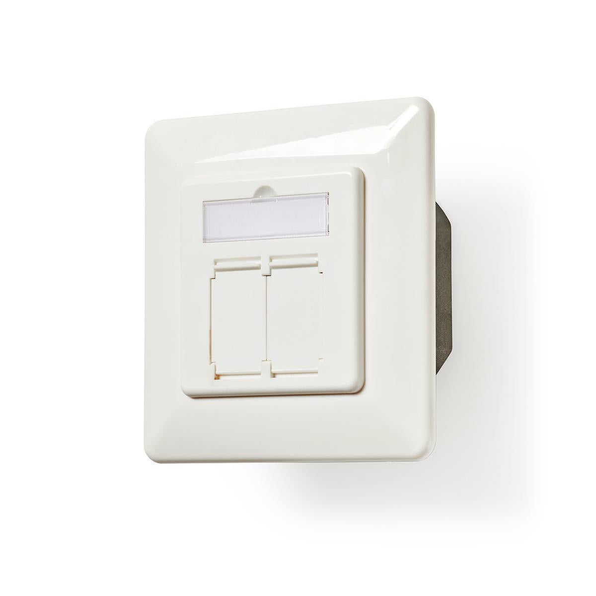 Network wall box | In the wall | 2-Port port(s) | CAT6a | Straight | Female | Gold Plated | PVC | White | Plastic bag