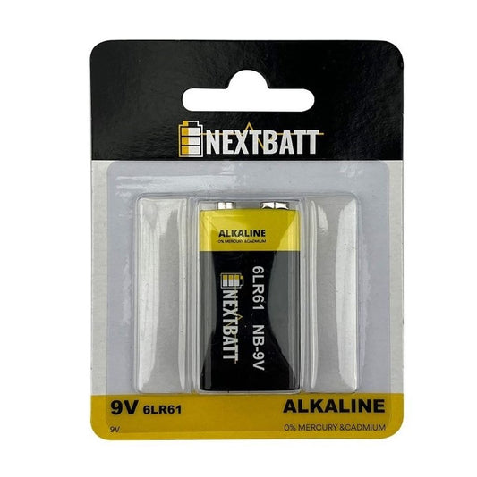 NextBatt Battery 9V/6LR61, Alkaline - 1-pack