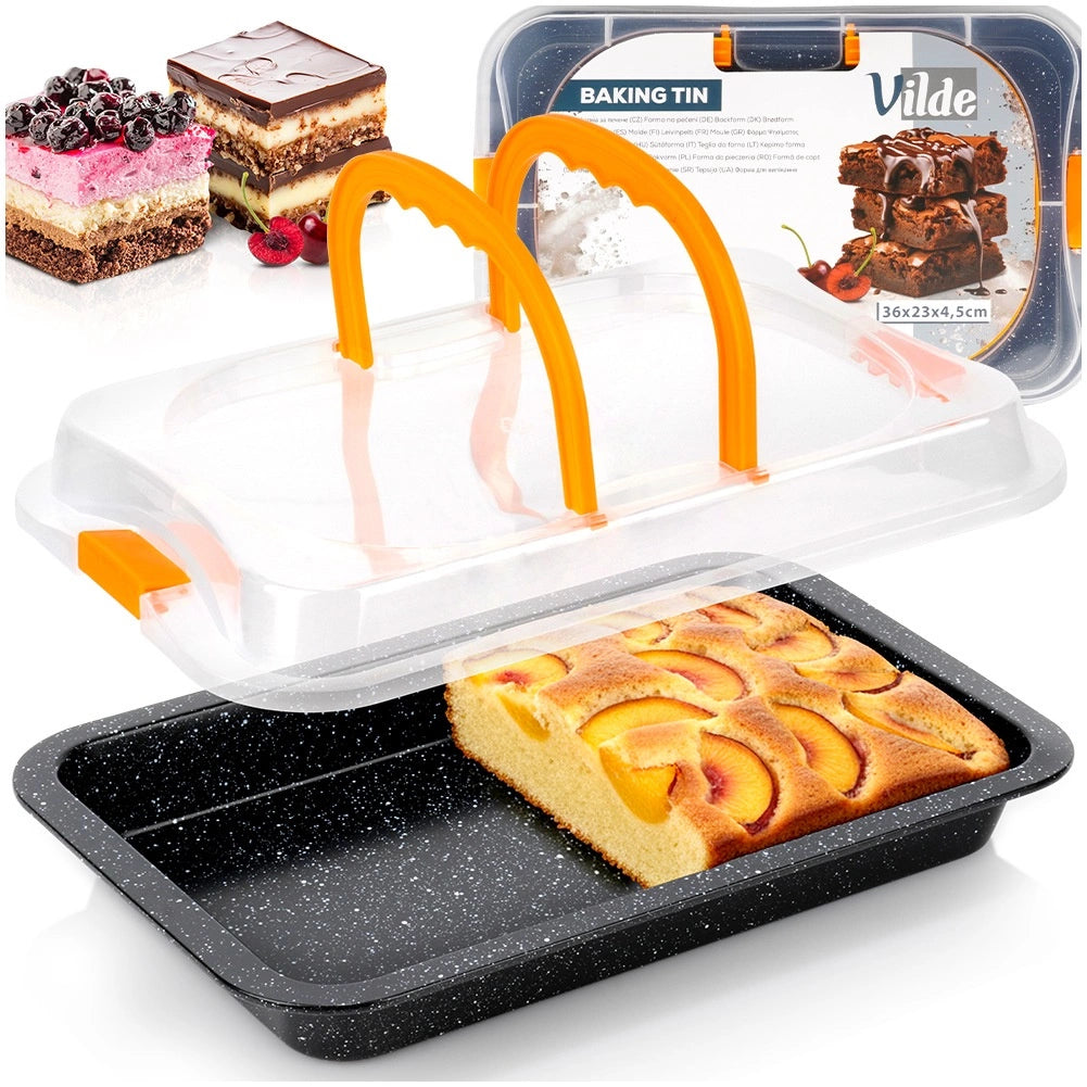 Non-Stick Baking Tin with Lid, 36x23x4.5 cm