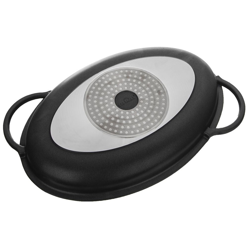 Non-Stick Grill Pan with Heat-Resistant Lid for All Cooking
