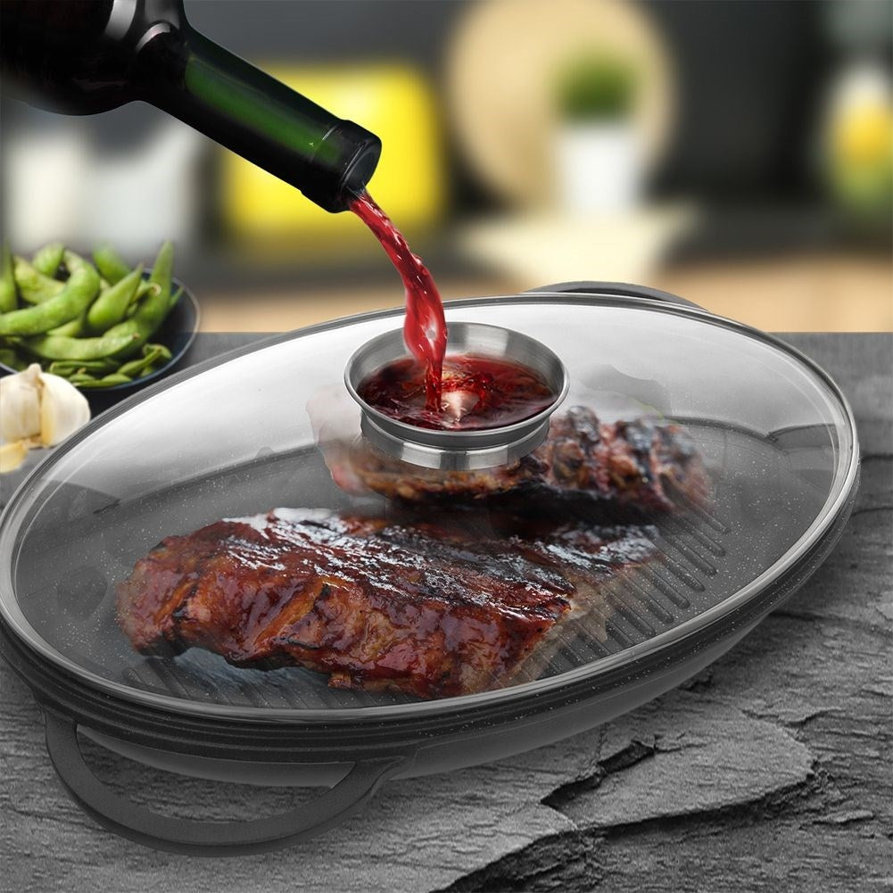 Non-Stick Grill Pan with Heat-Resistant Lid for All Cooking