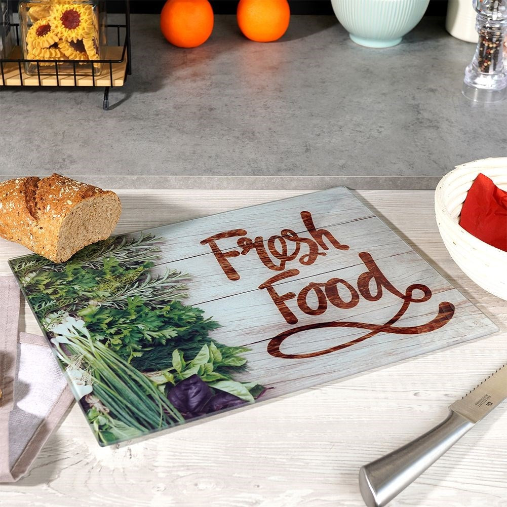 Non-slip cutting board made of tempered glass, dishwasher safe