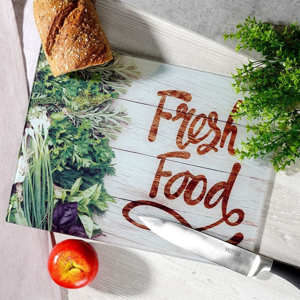 Non-slip cutting board made of tempered glass, dishwasher safe