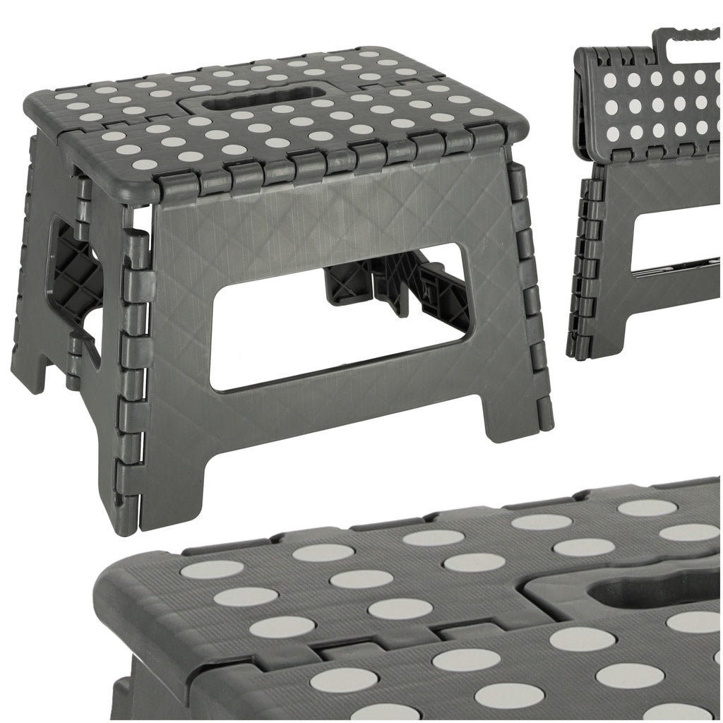 Non-slip folding stool 22cm dark grey