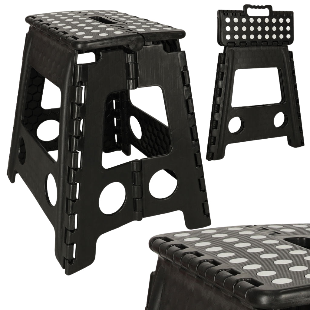 Non-slip folding stool 39cm black