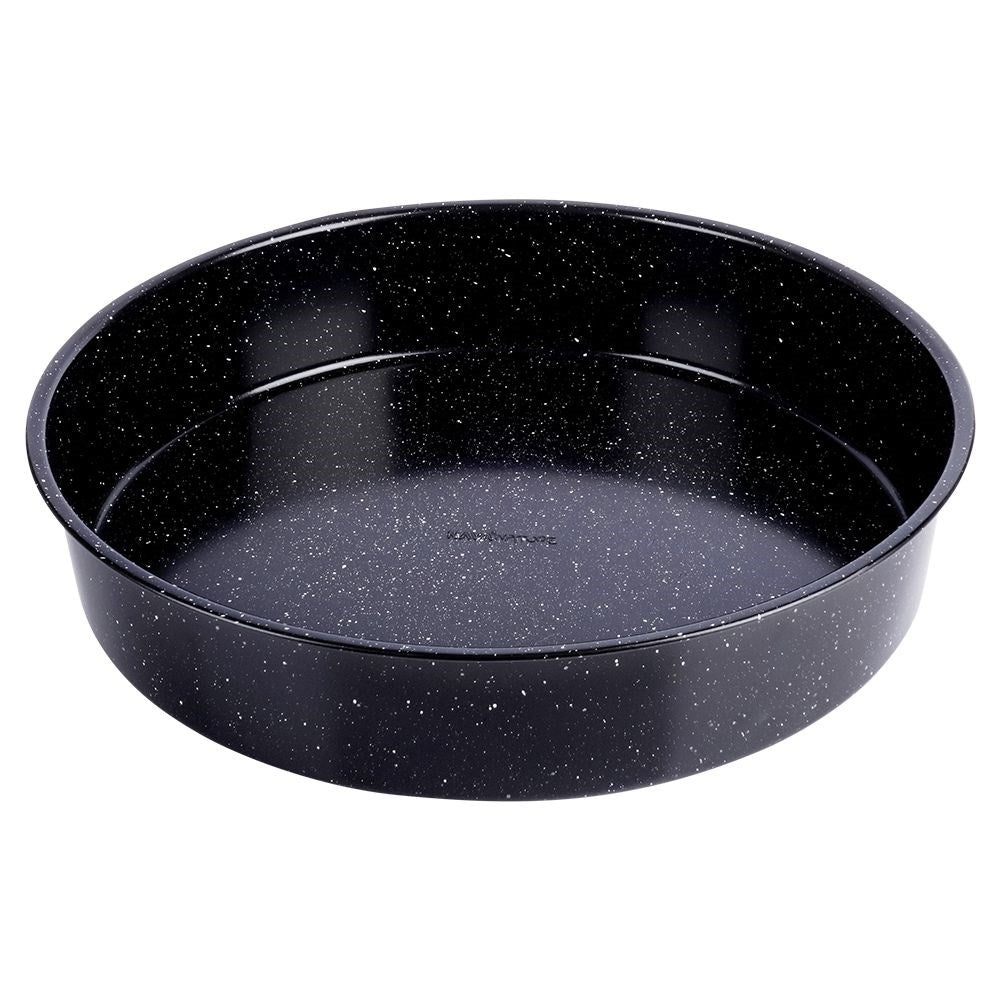Non-stick baking pan for cakes, pizza and meat.