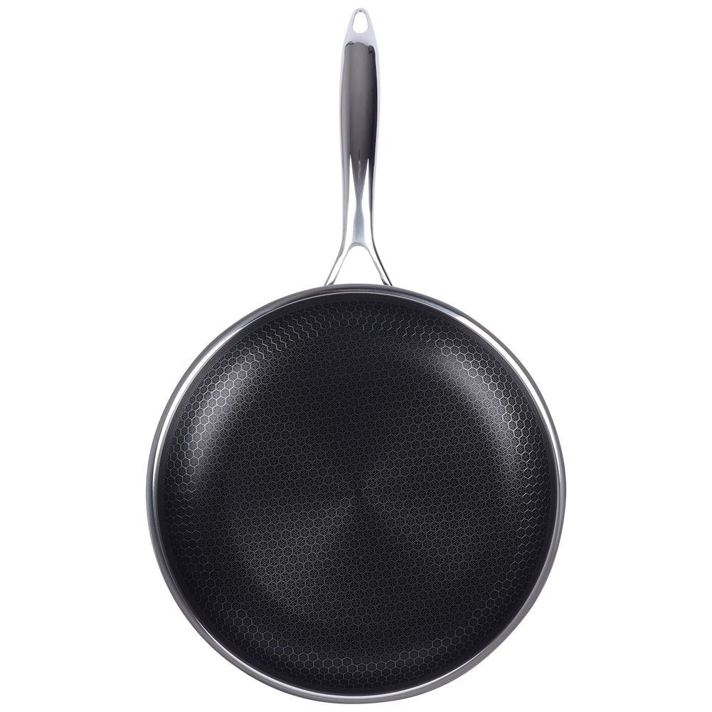 Non-stick frying pan in stainless steel, dishwasher safe