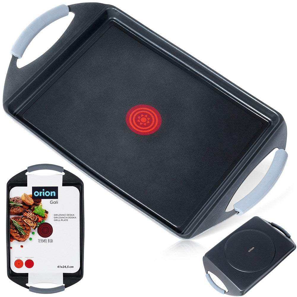 Non-stick grill plate with heating indicator GALI 41x24.5 cm