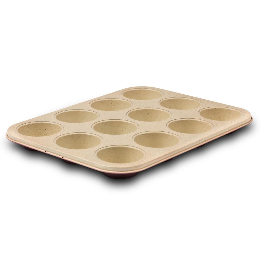 Non-stick muffin tin with ceramic granite coating for 12 muffins