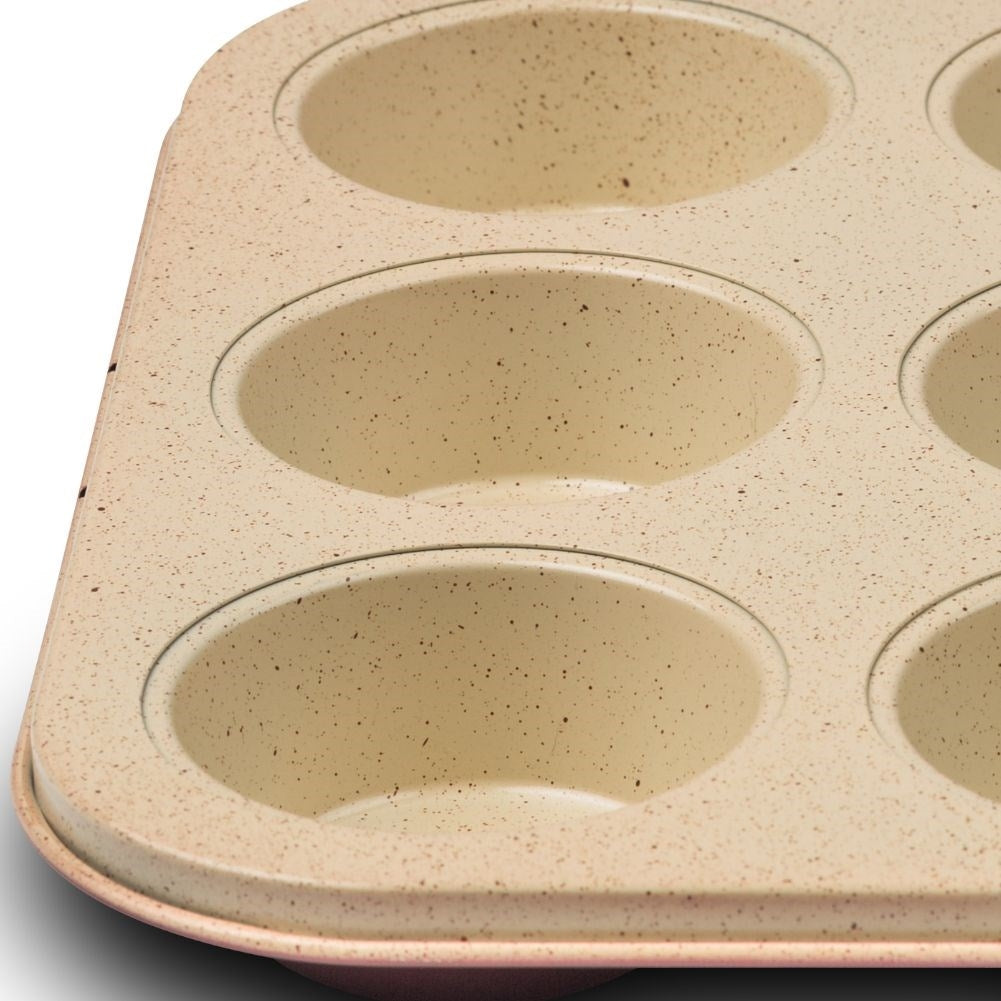 Non-stick muffin tin with ceramic granite coating for 12 muffins