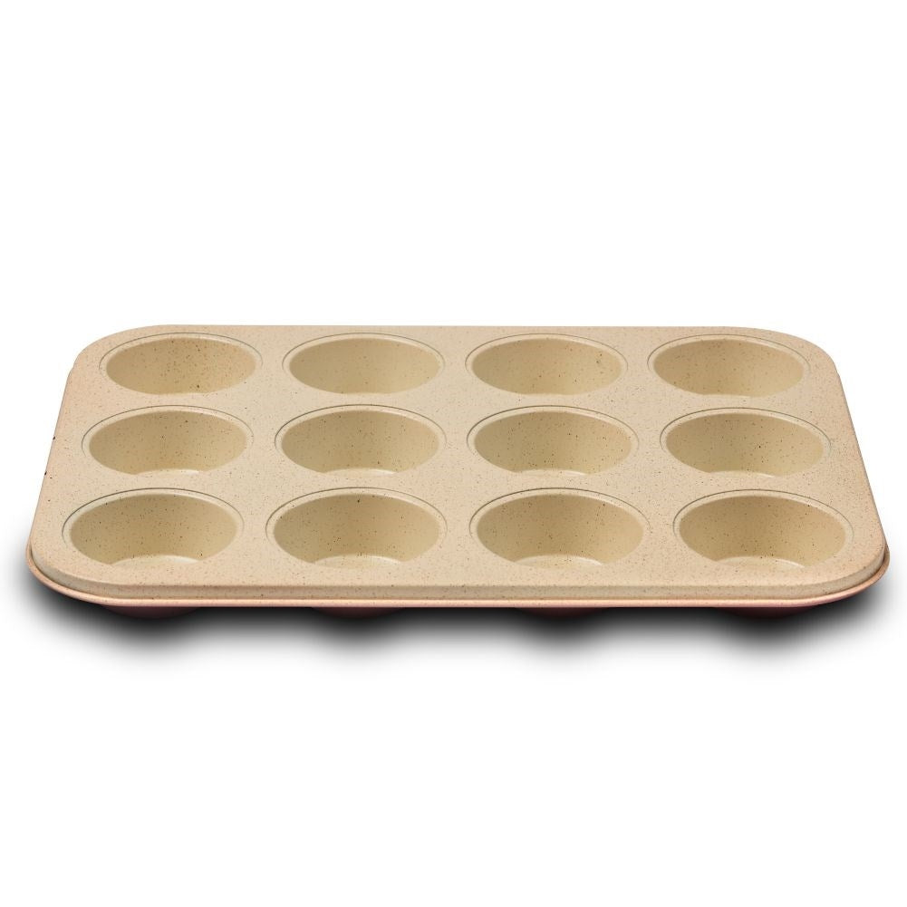 Non-stick muffin tin with ceramic granite coating for 12 muffins