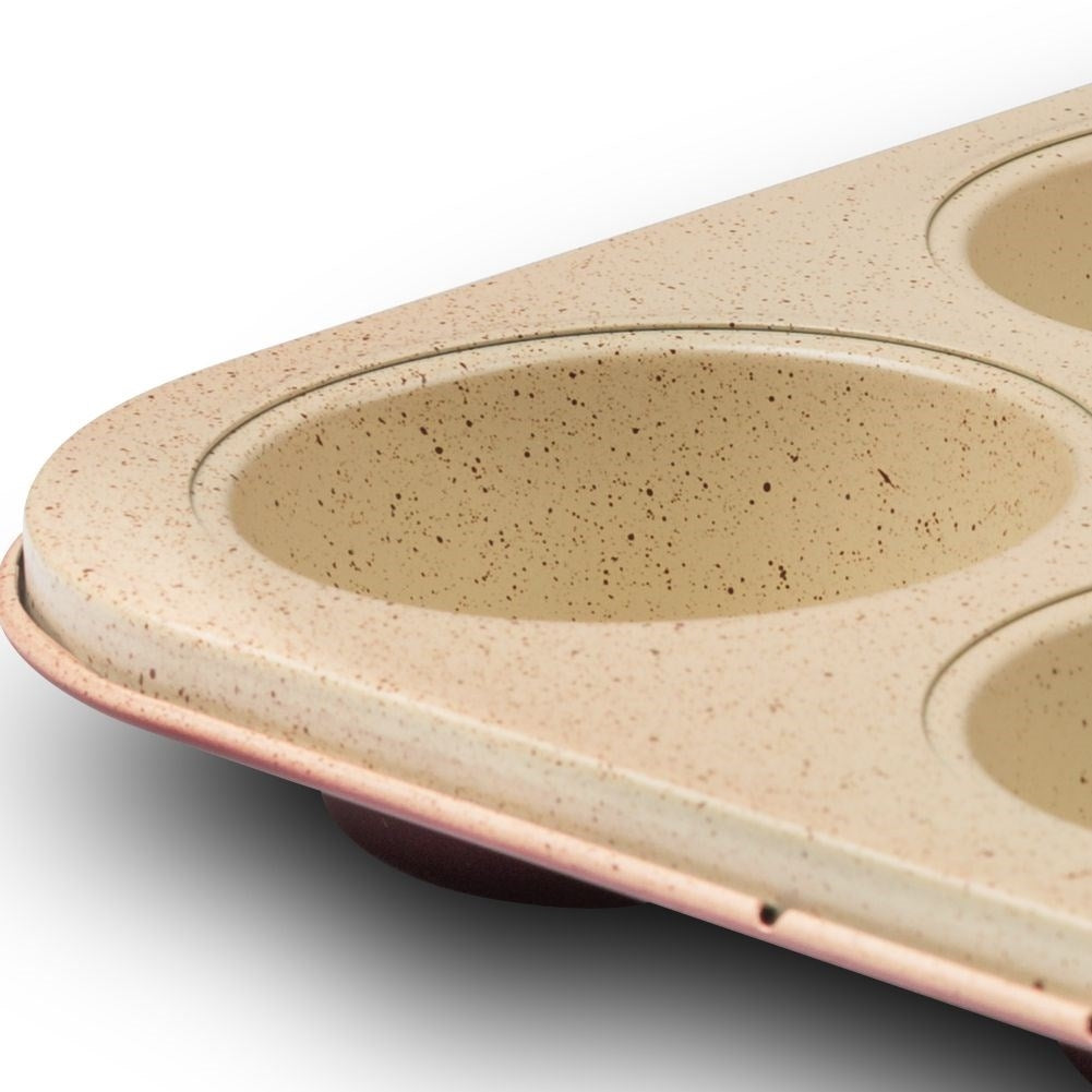 Non-stick muffin tin with ceramic granite coating for 12 muffins