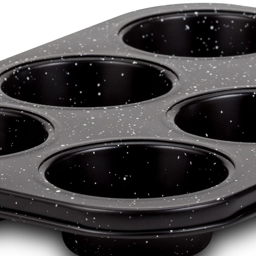 Non-stick muffin tin with granite coatingMuffin tin with Non-Stick Granite coatingDiscover our muffin tin with non-stick granite coating, perfect for baking 6 muffins at a time. This baking pan is ideal for both gas and electric ovens, making it a