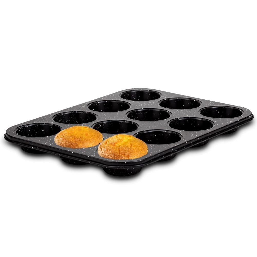 Non-stick muffin tin with granite coating for 12 muffins