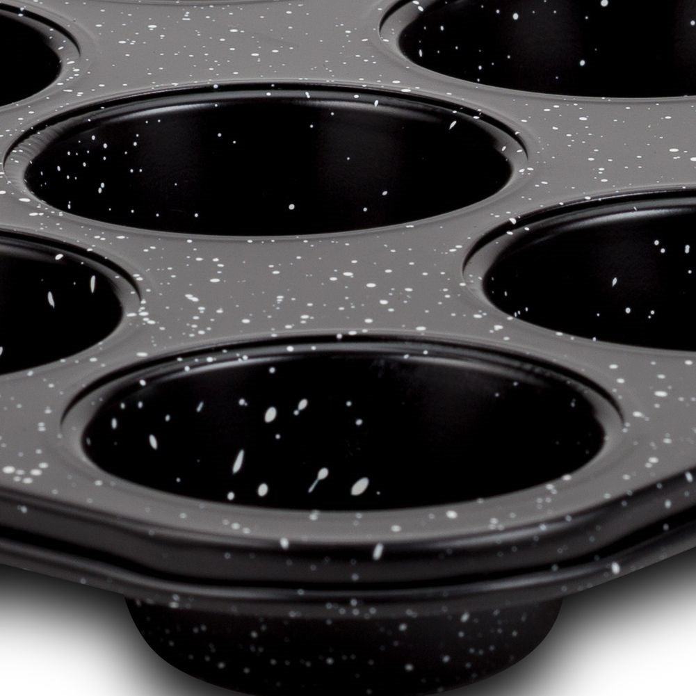 Non-stick muffin tin with granite coating for 12 muffins