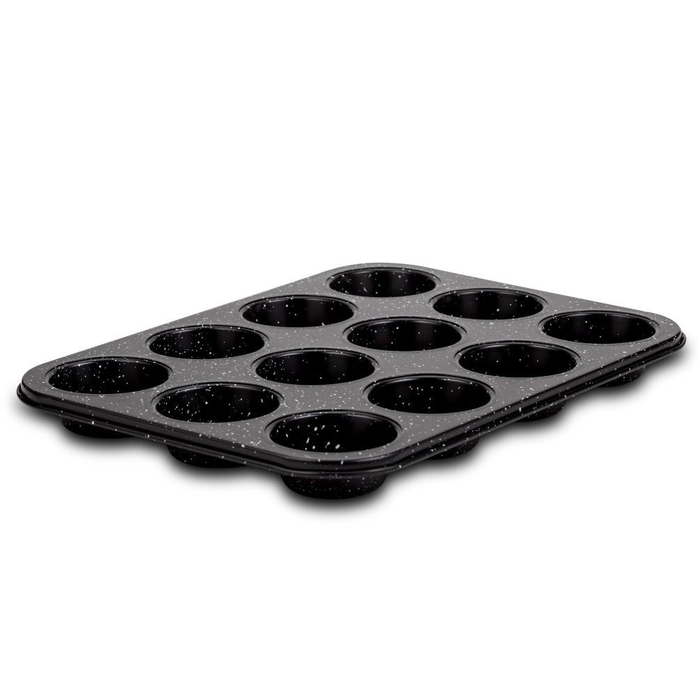 Non-stick muffin tin with granite coating for 12 muffins