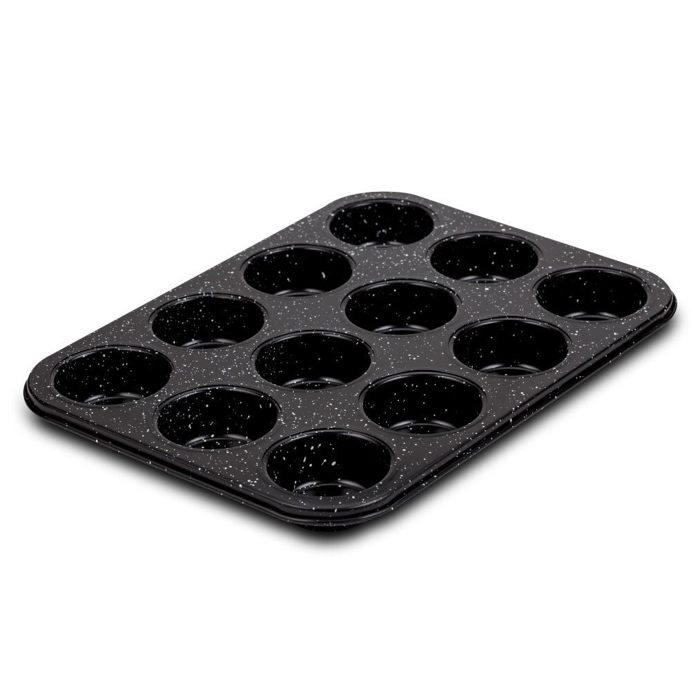 Non-stick muffin tin with granite coating for 12 muffins