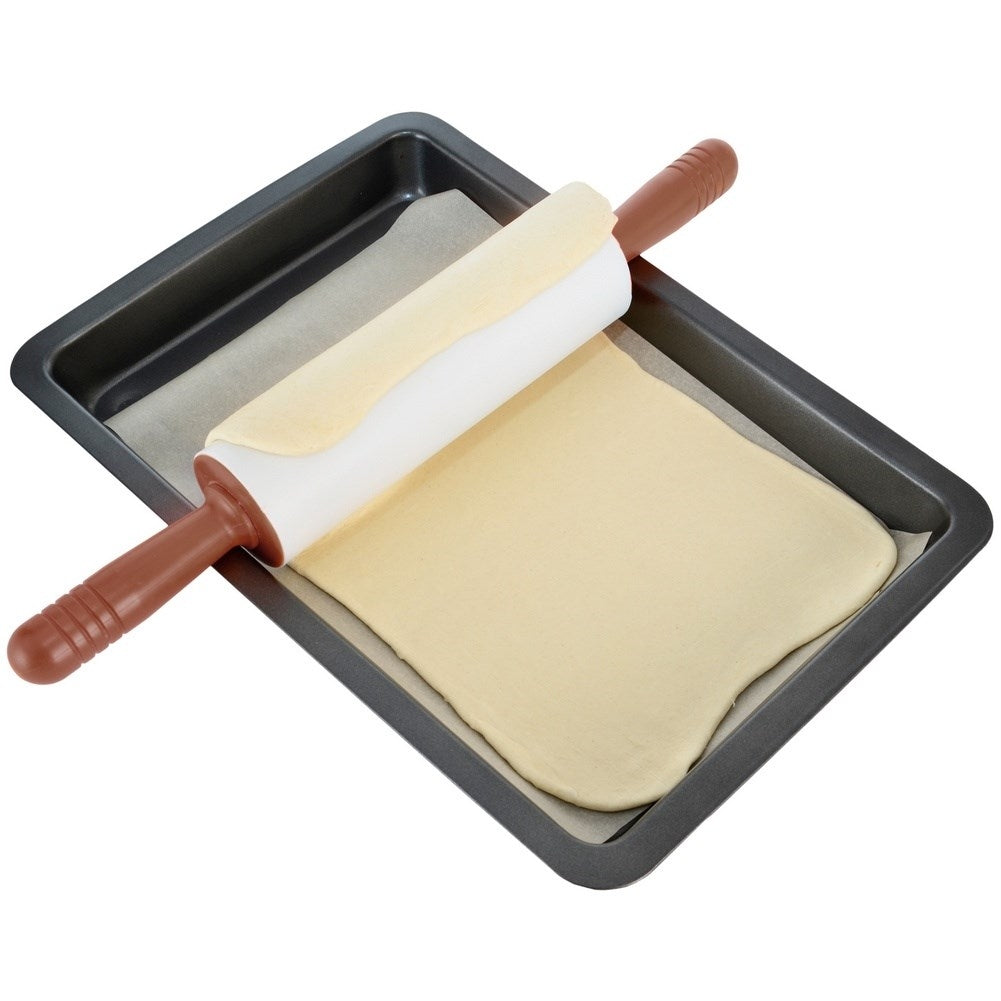 Non-stick rotating rolling pin with silicone coating
