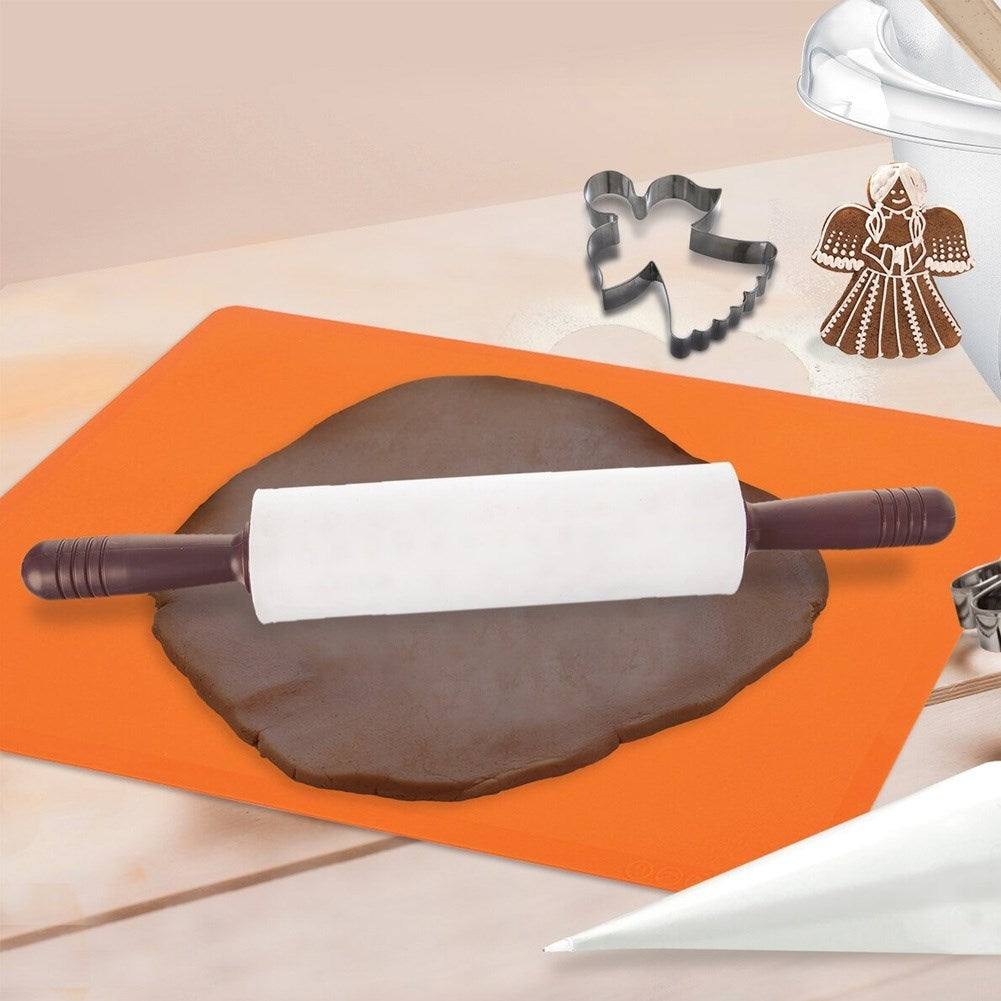Non-stick rotating rolling pin with silicone coating