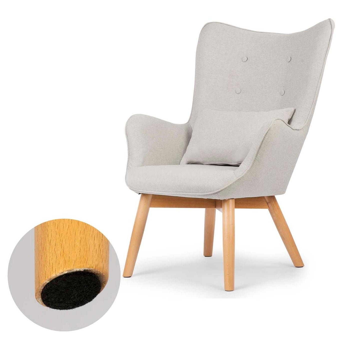 Norse wing chair with footrest light grey