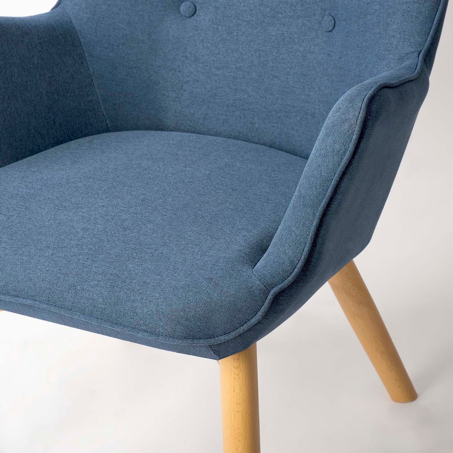 Norse wing chair with footstool, blue
