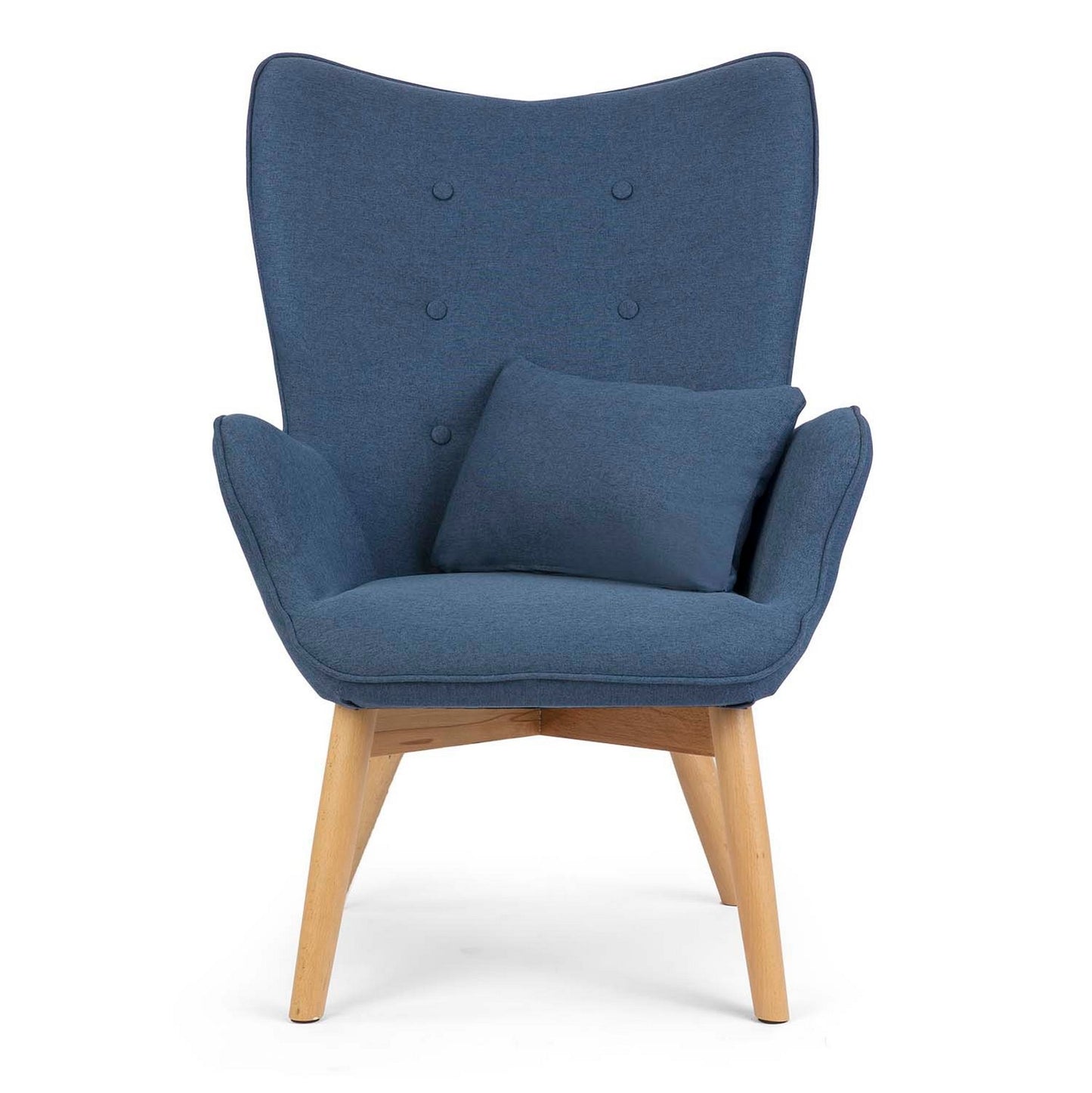 Norse wing chair with footstool, blue