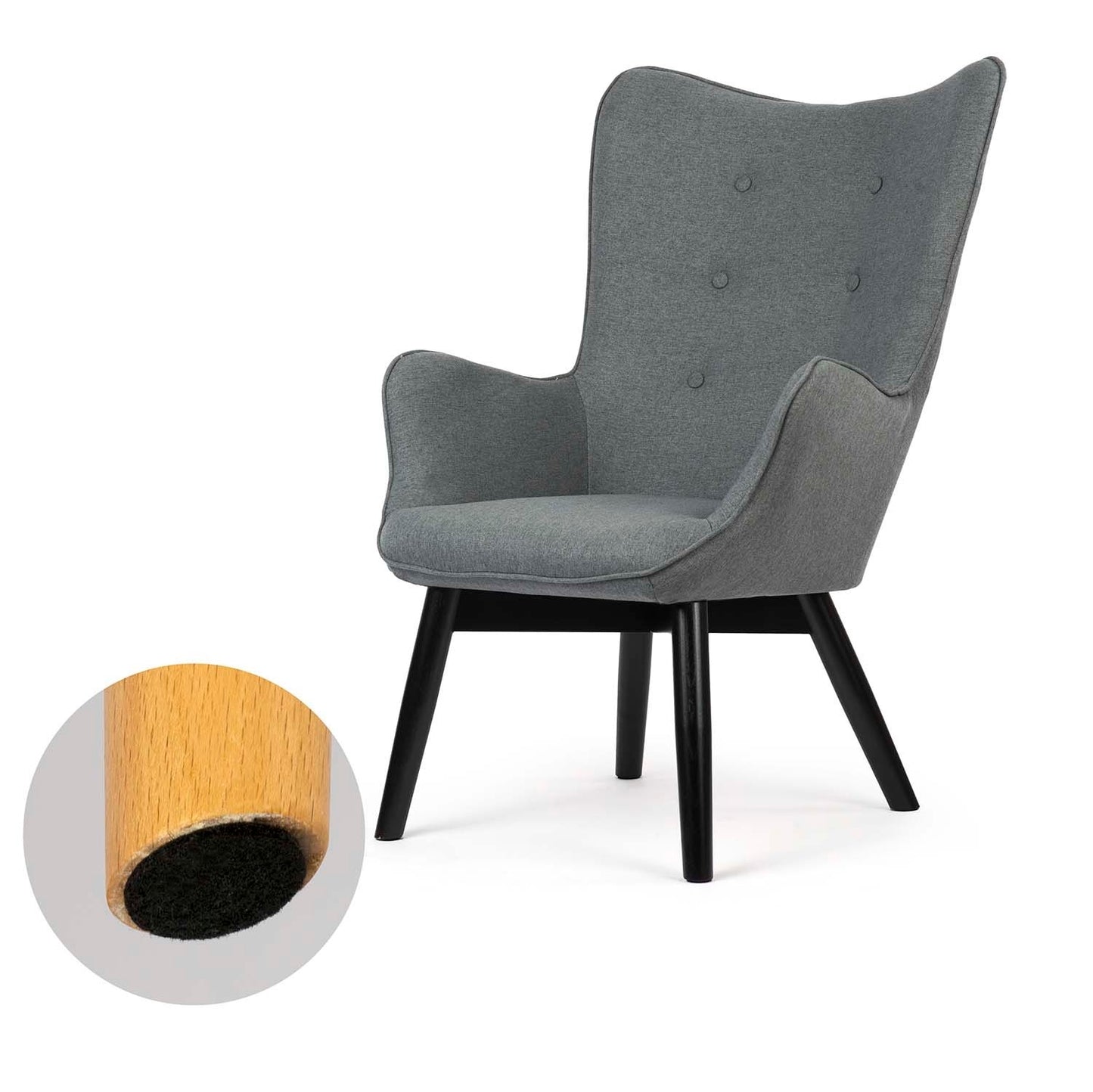Norse wing chair with footstool, gray