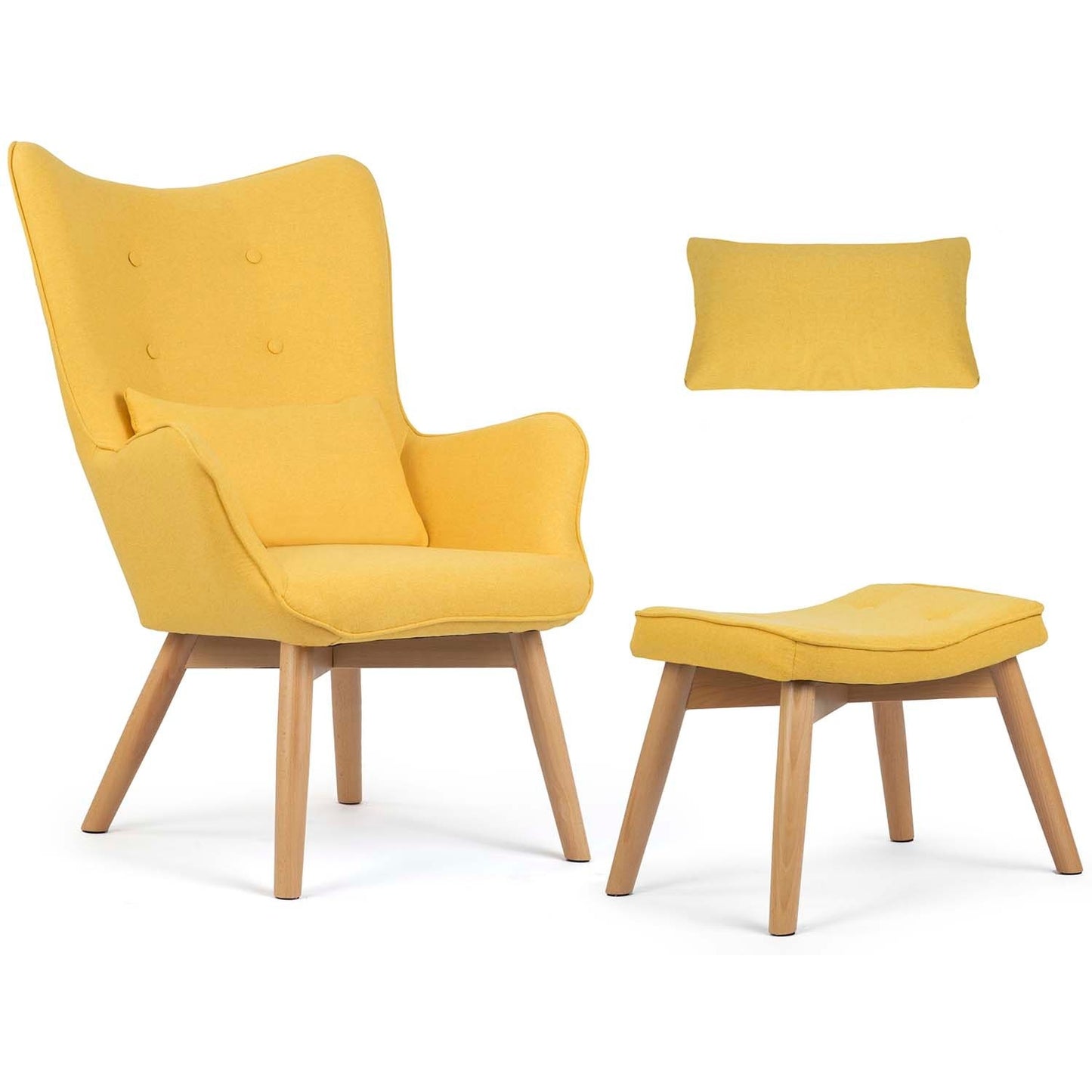 Norse yellow wing chair with footrest
