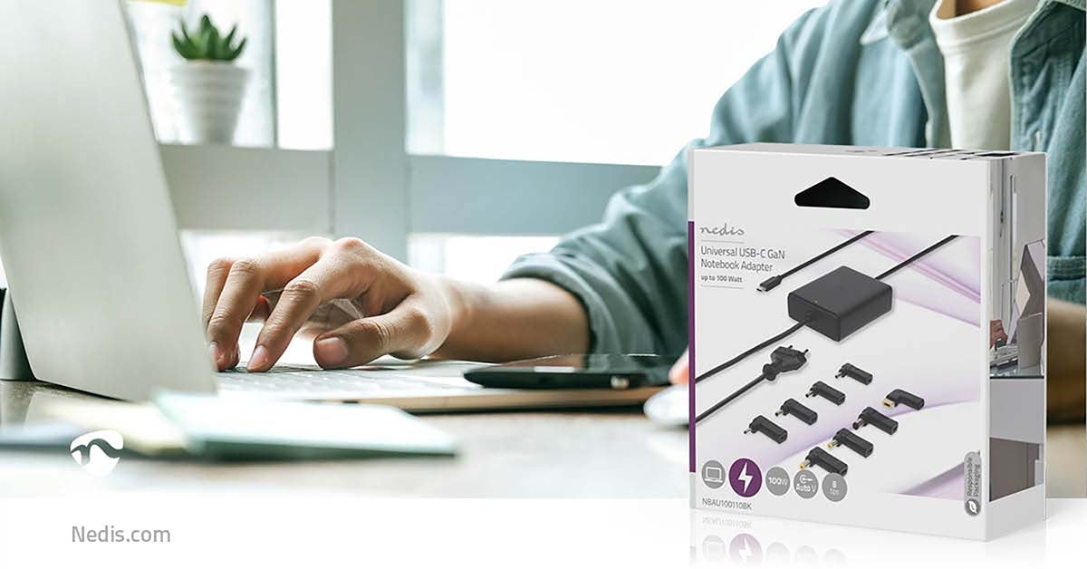 Notebook Adapter | GaN | 65 W| 5 / 9 / 12 / 15 / 20 V DC | 2.4 / 3.0 / 3.25 A | Used for: Computer / Smartphone / Tablet | Euro / Type-C (CEE 7/16)