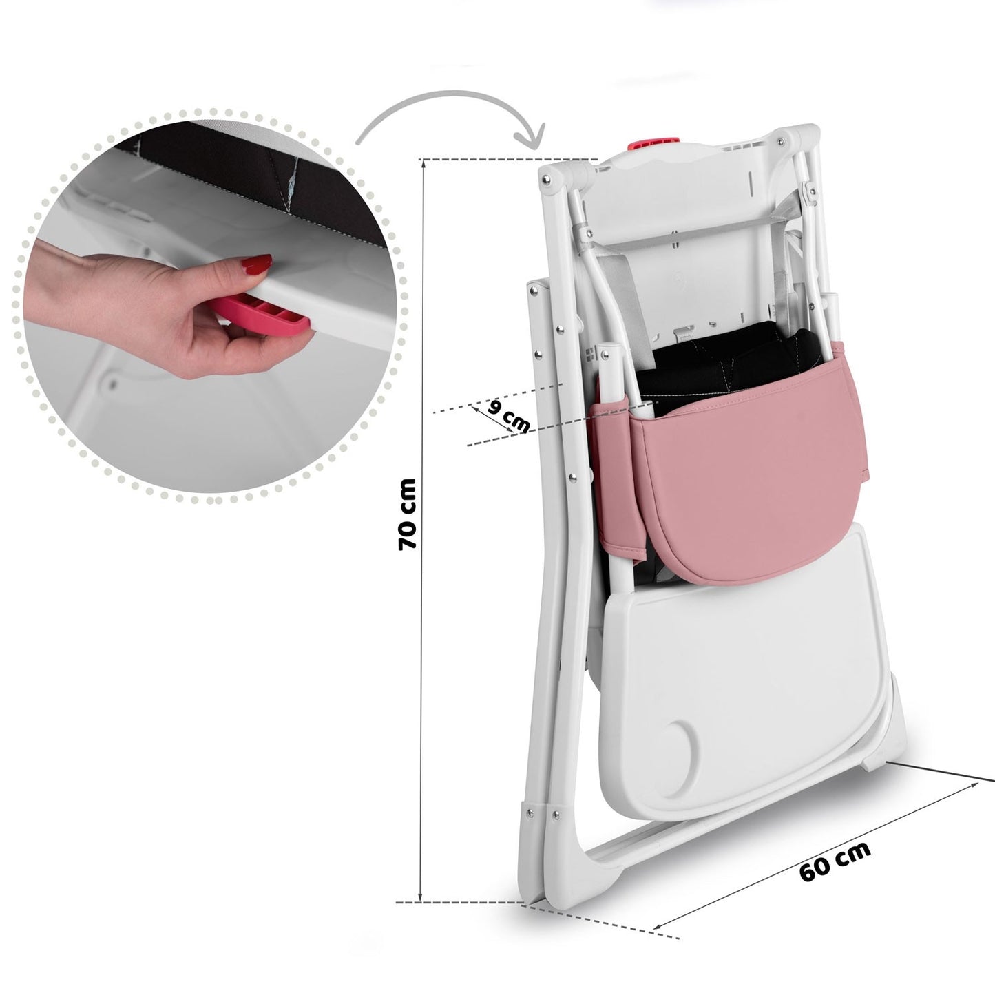 Nuco feeding chair white + pink