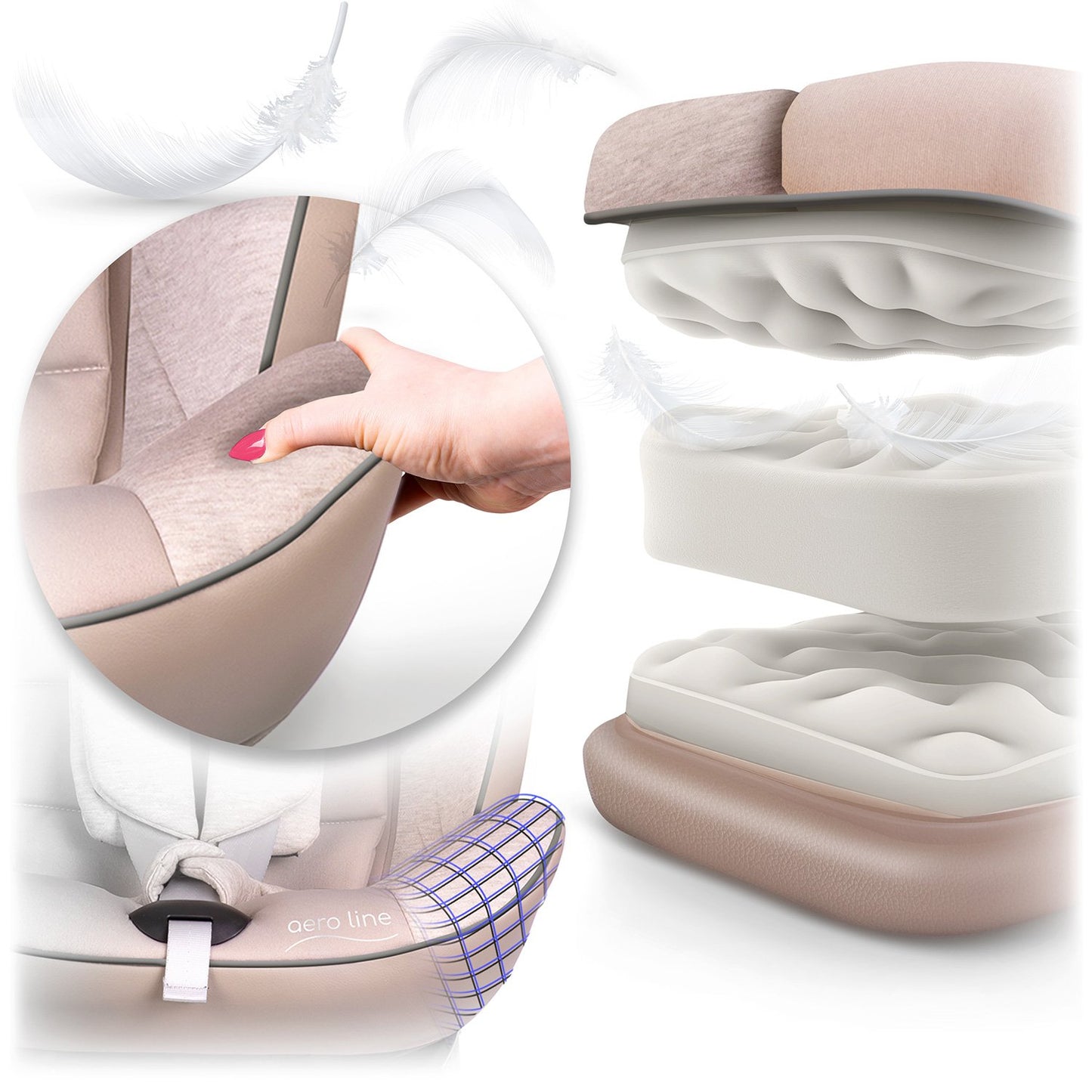 Nukido Aero Line Beige Car Seat 0-36kg ISOFIX