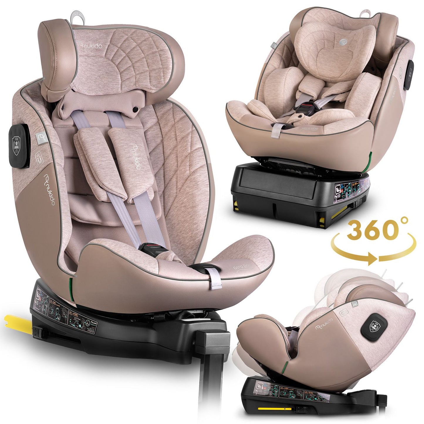 Nukido Aero Line Beige Car Seat 0-36kg ISOFIX
