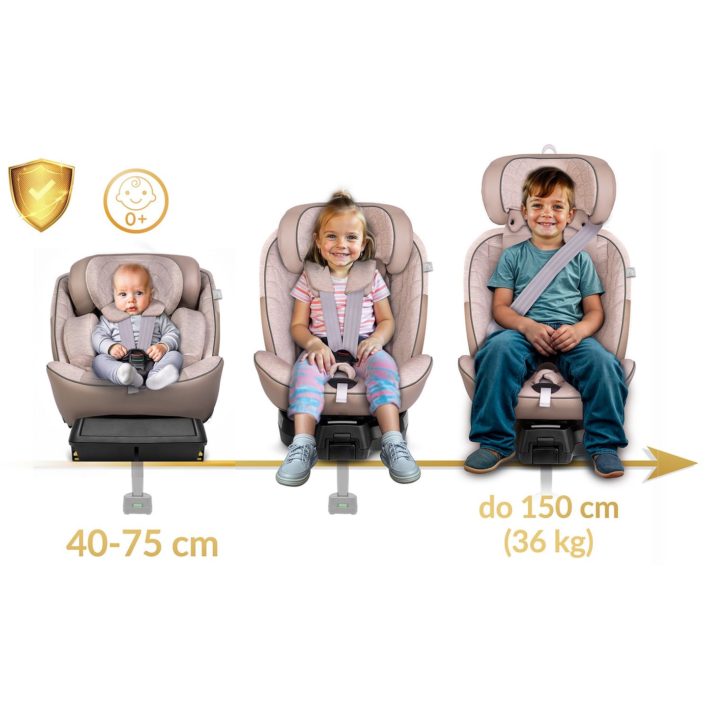 Nukido Aero Line Beige Car Seat 0-36kg ISOFIX