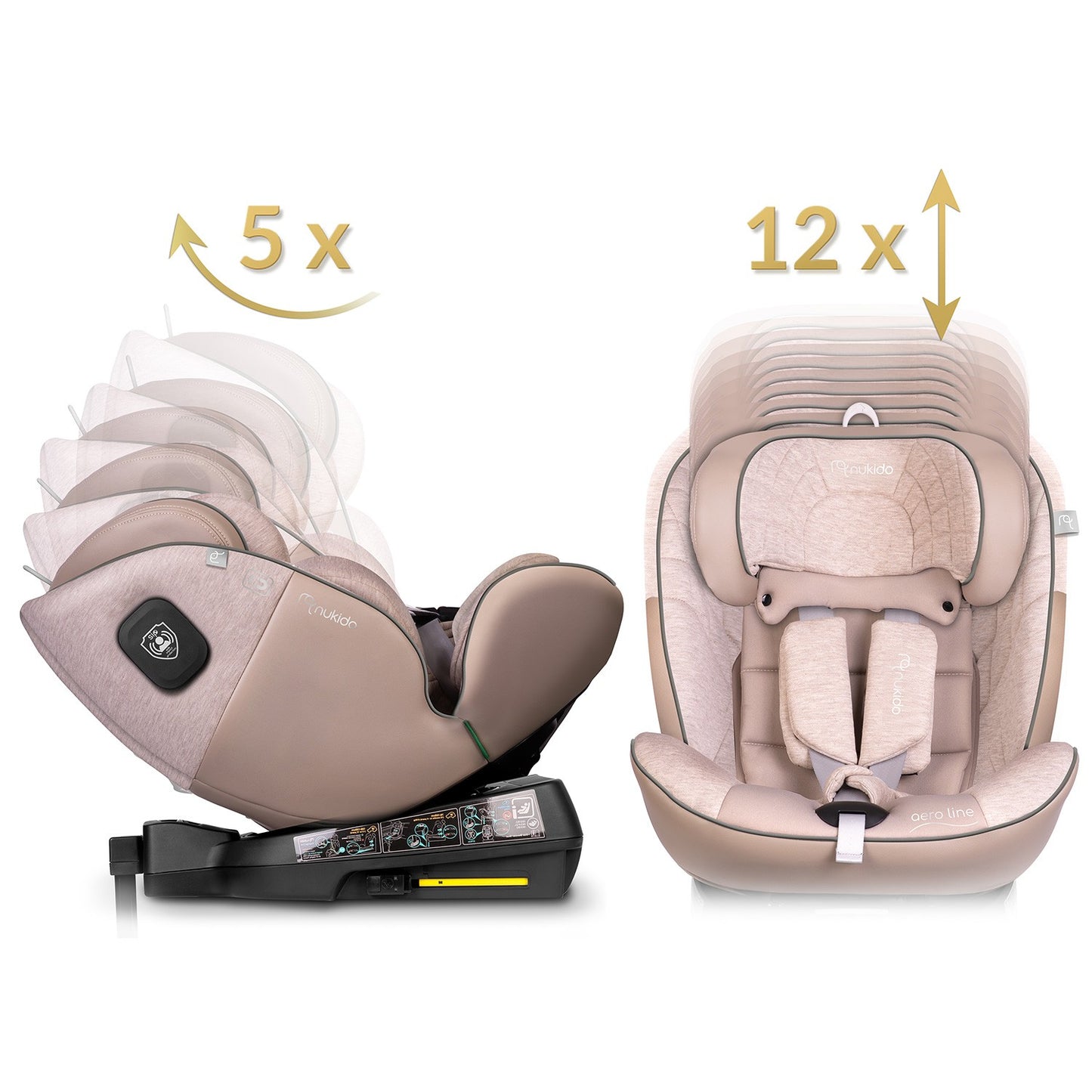 Nukido Aero Line Beige Car Seat 0-36kg ISOFIX