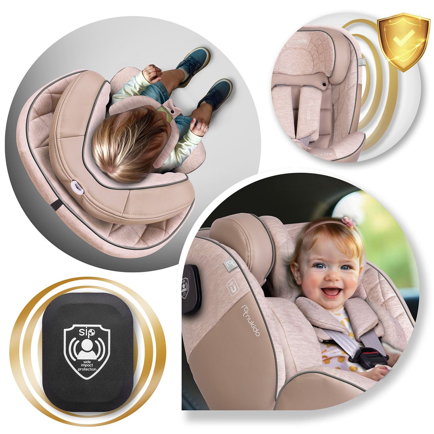 Nukido Aero Line Beige Car Seat 0-36kg ISOFIX