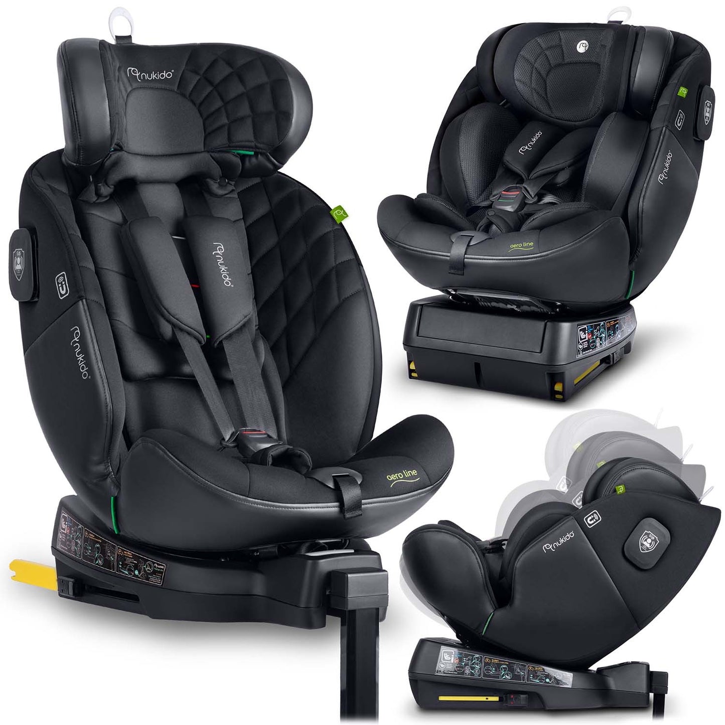 Nukido Aero Line Car Seat Black 0-36kg ISOFIX