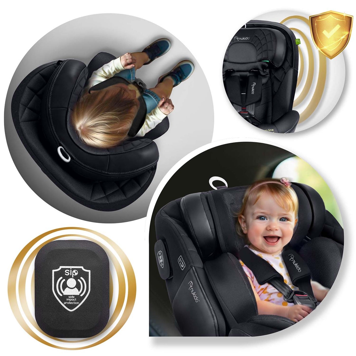 Nukido Aero Line Car Seat Black 0-36kg ISOFIX